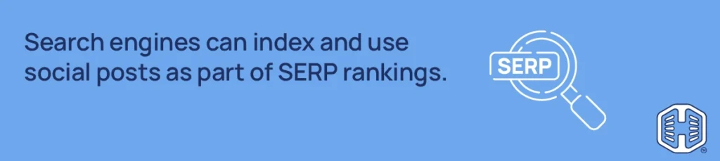 Search engines can index and use social posts as part of SERP rankings Strip Banner Text - Search engines can index and use social posts as part of SERP rankings.