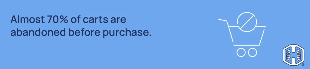 Almost 70% of carts are abandoned before purchase Strip Banner Text - Almost 70% of carts are abandoned before purchase