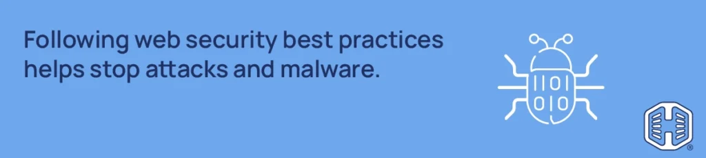 Strip Banner Text - Following web security best practices helps stop attacks and malware