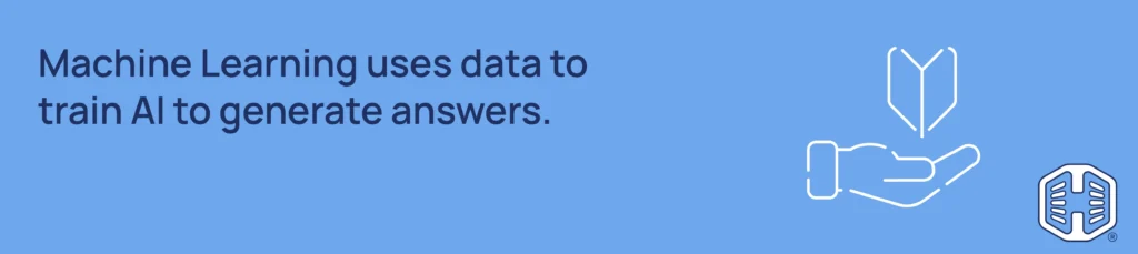 Strip Banner Text - Machine Learning uses data to train AI to generate answers