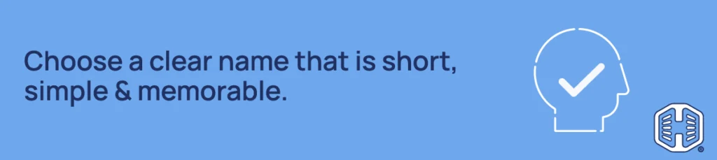 Strip Banner Text - Choose a clear name that is short, simple & memorable