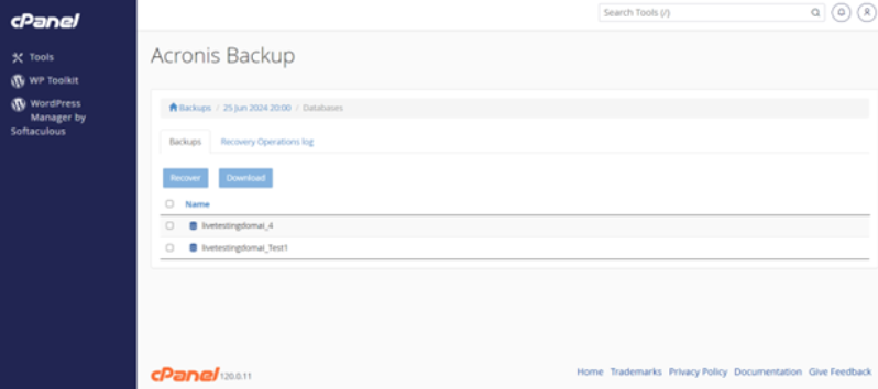 How To Restore or Download Data Using cPanel’s Acronis Backup Module- Select Databases To Recover Acronis Backup Module - Select Databases To Recover