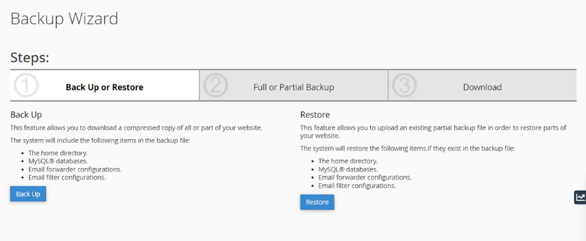 cPanel - Website Backup or Restore