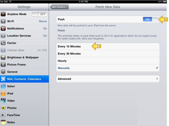 How To Configure iPad Email Settings - Fetch New Data Option Configure iPad Email Settings - Fetch New Data Option