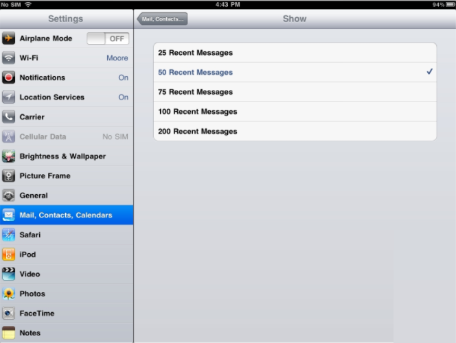 How To Configure iPad Email Settings - Show Messages Configure iPad Email Settings - Show Messages