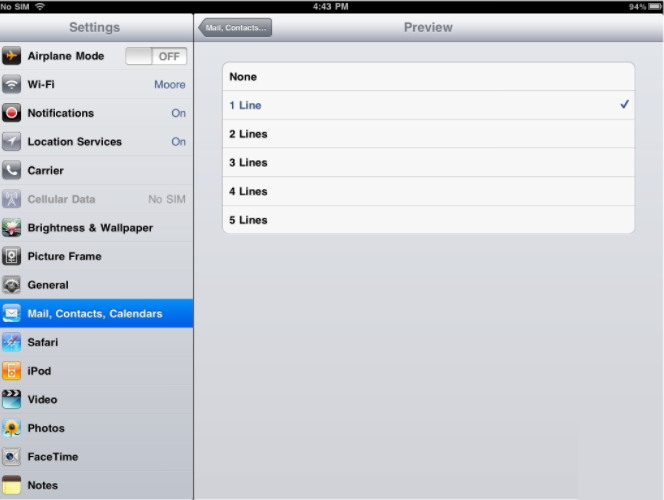 How To Configure iPad Email Settings - Adjust Preview Lines Configure iPad Email Settings - Adjust Preview Lines