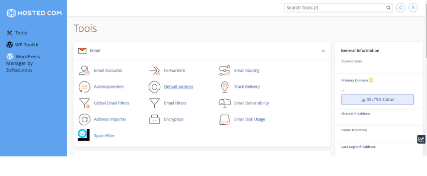 Hosted.com - cPanel Dashboard Interface
