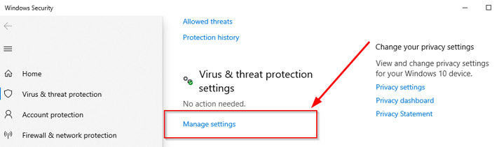 How To Fix A DNS_PROBE_STARTED Error - Manage Virus and Threat Protection Settings Fix A DNS_PROBE_STARTED Error - Manage Virus and Threat Protection Settings