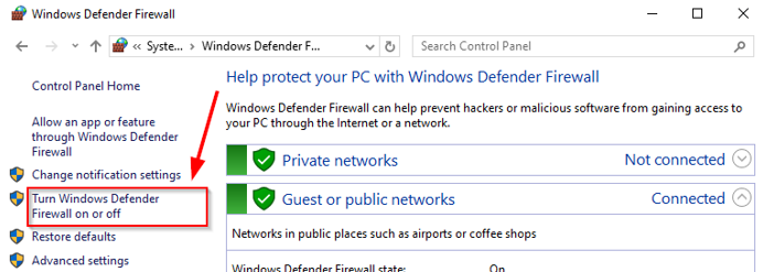 How To Fix A DNS_PROBE_STARTED Error - Disable Firewall-1 Fix A DNS_PROBE_STARTED Error - Disable Firewall-1