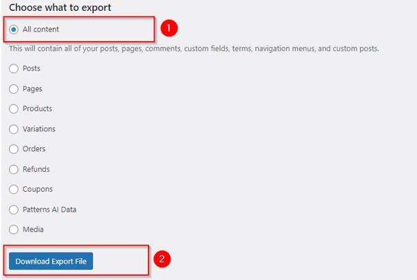 How to Export A WordPress Site - Export All Content Export A WordPress Site - Export All Content