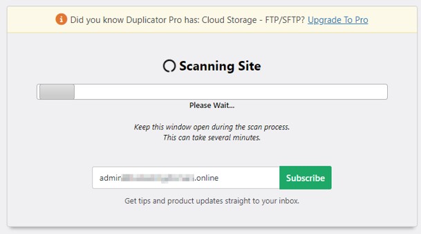 How to Export A WordPress Site - Duplicator Scanning Site Export A WordPress Site - Duplicator Scanning Site