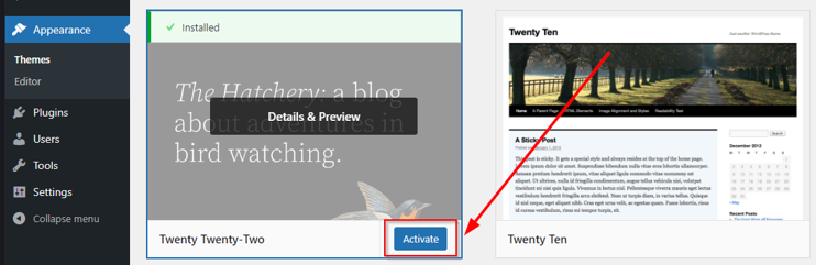 How to Change Fonts in WordPress - Activate Twenty-twenty Two Theme How to Change Fonts in WordPress - Activate Twenty-twenty Two Theme