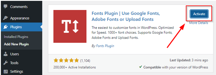 How to Change Fonts in WordPress - Activate Plugin How to Change Fonts in WordPress - Activate Plugin