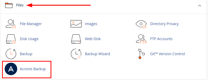 Restore WordPress from a Backup -Access Acronis Backup Tool