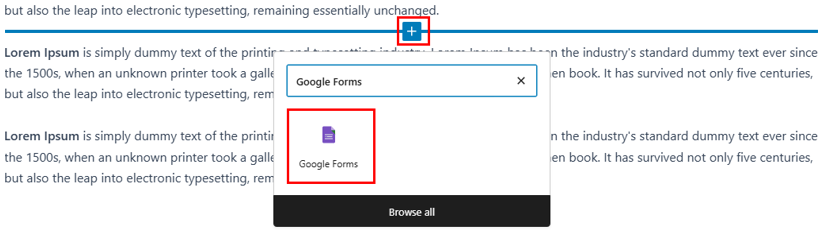 How To Embed A Google Form In WordPress - Choose Google Forms Block Embed A Google Form In WordPress - Choose Google Forms Block