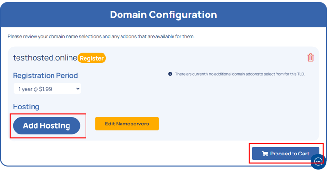  Host Multiple Websites On One Server - Add Hosting and Proceed to Cart