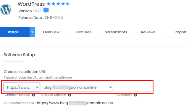  Host Multiple Websites On One Server -Choose URL to Install WordPress