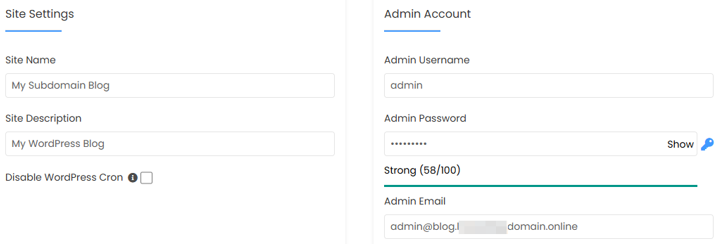  Host Multiple Websites On One Server - Provide WordPress Website Name, Description, and Admin Details