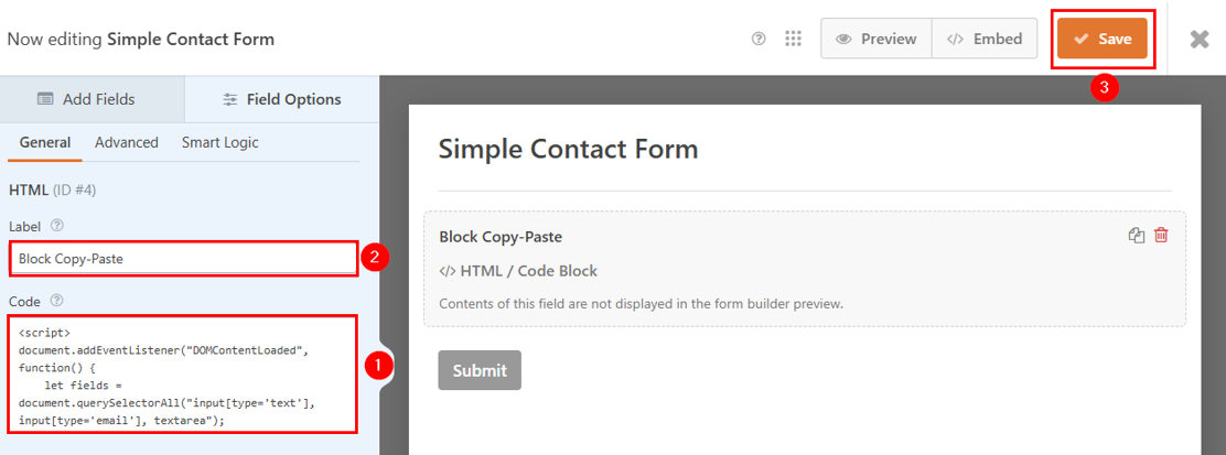 How To Prevent WordPress Contact Form Spam 8 Proven Tips - Add HTML Block Prevent WordPress Contact Form Spam - Add HTML Block