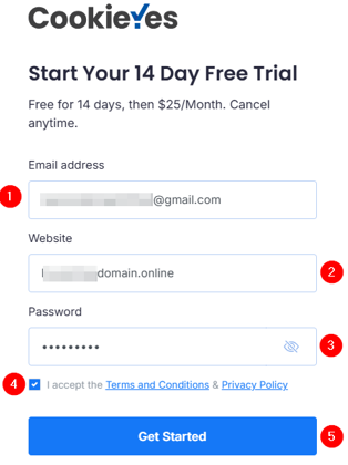 Add A GDPR Cookie Popup In WordPress - Sign Up CookieYes Account