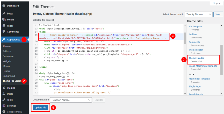 Add A GDPR Cookie Popup In WordPress - Copy Banner Code