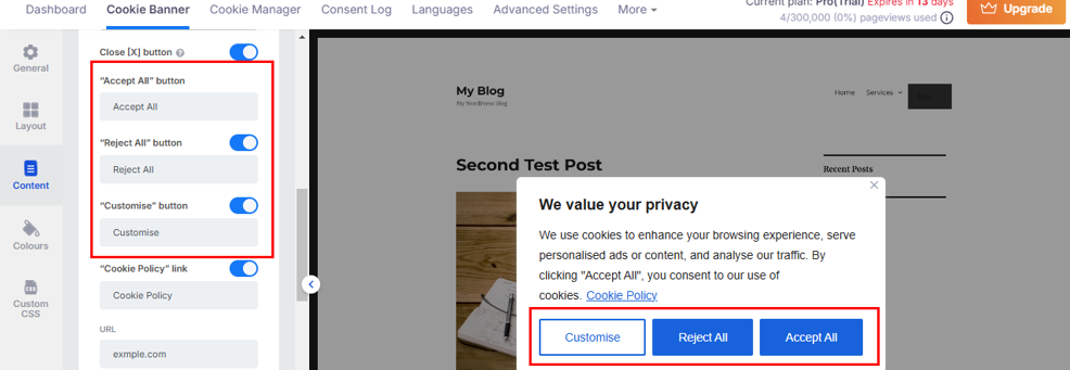 Add A GDPR Cookie Popup In WordPress - Customize Buttons on Cookie Popup