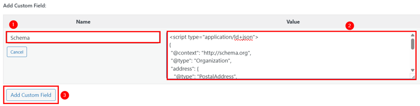 How To Add Schema Markup In WordPress - Add New Custom Field