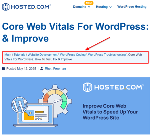 WordPress Breadcrumbs: How To Add & Display Them On Your Site - WordPress Breadcrumbs Example on Hosted® WordPress Breadcrumbs - WordPress Breadcrumbs Example on Hosted®