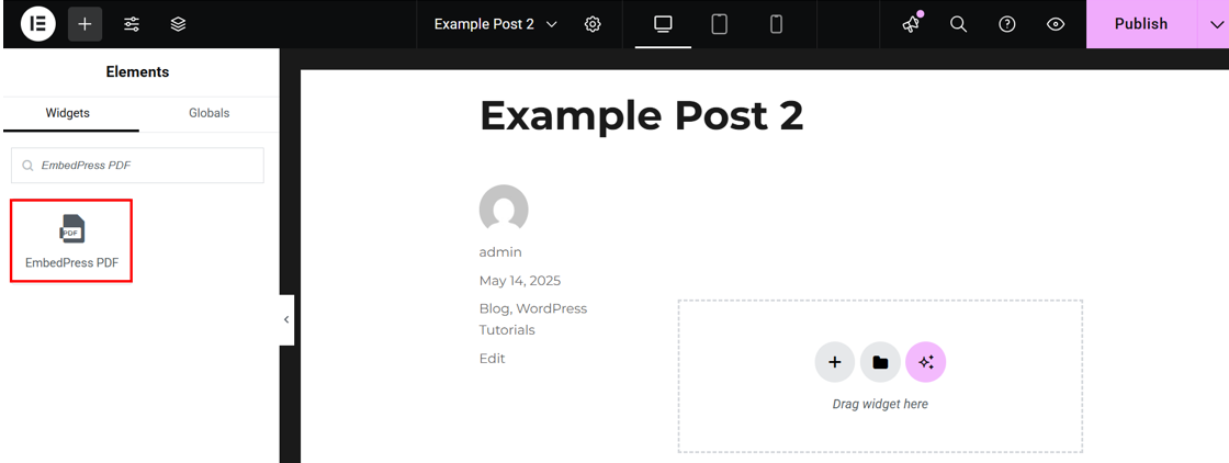 How To Embed A PDF In WordPress: Manual & Plugin Setup - Insert EmbedPress PDF Widget How To Embed A PDF In WordPress - Insert EmbedPress PDF Widget