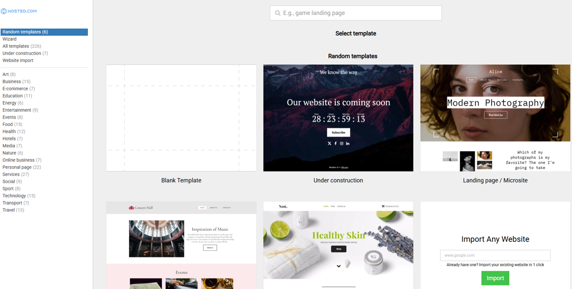 How To Start A Food Blog - Dashboard of Hosted.com®'s Website Builder