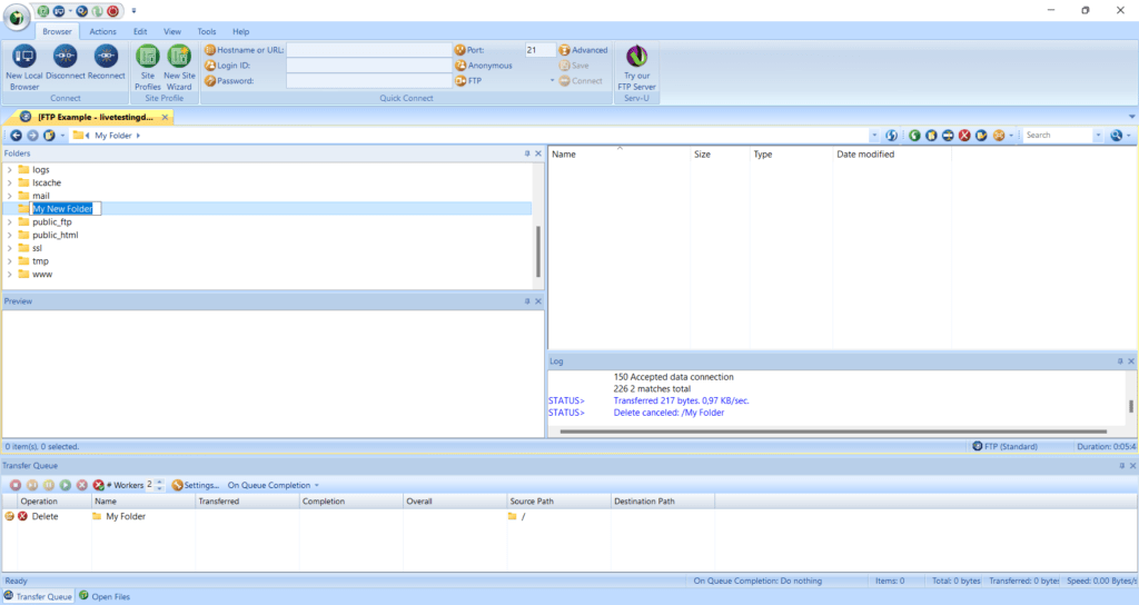 Hosted.com® Knowledgebase - Step 4 - How to Manage Files in FTP Voyager Step 4 - Manage Files in FTP Voyager - Rename New Folder
