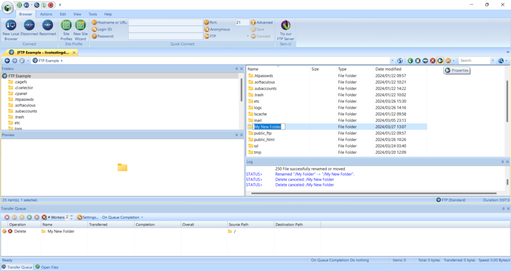 Hosted.com® Knowledgebase - Step 6 - How to Manage Files in FTP Voyager Step 6 - Manage Files in FTP Voyager - changelog.txt Permissions